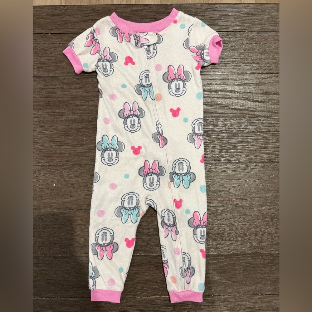 Disney Minnie Mouse Pink and White Kids Pajamas 12 Months